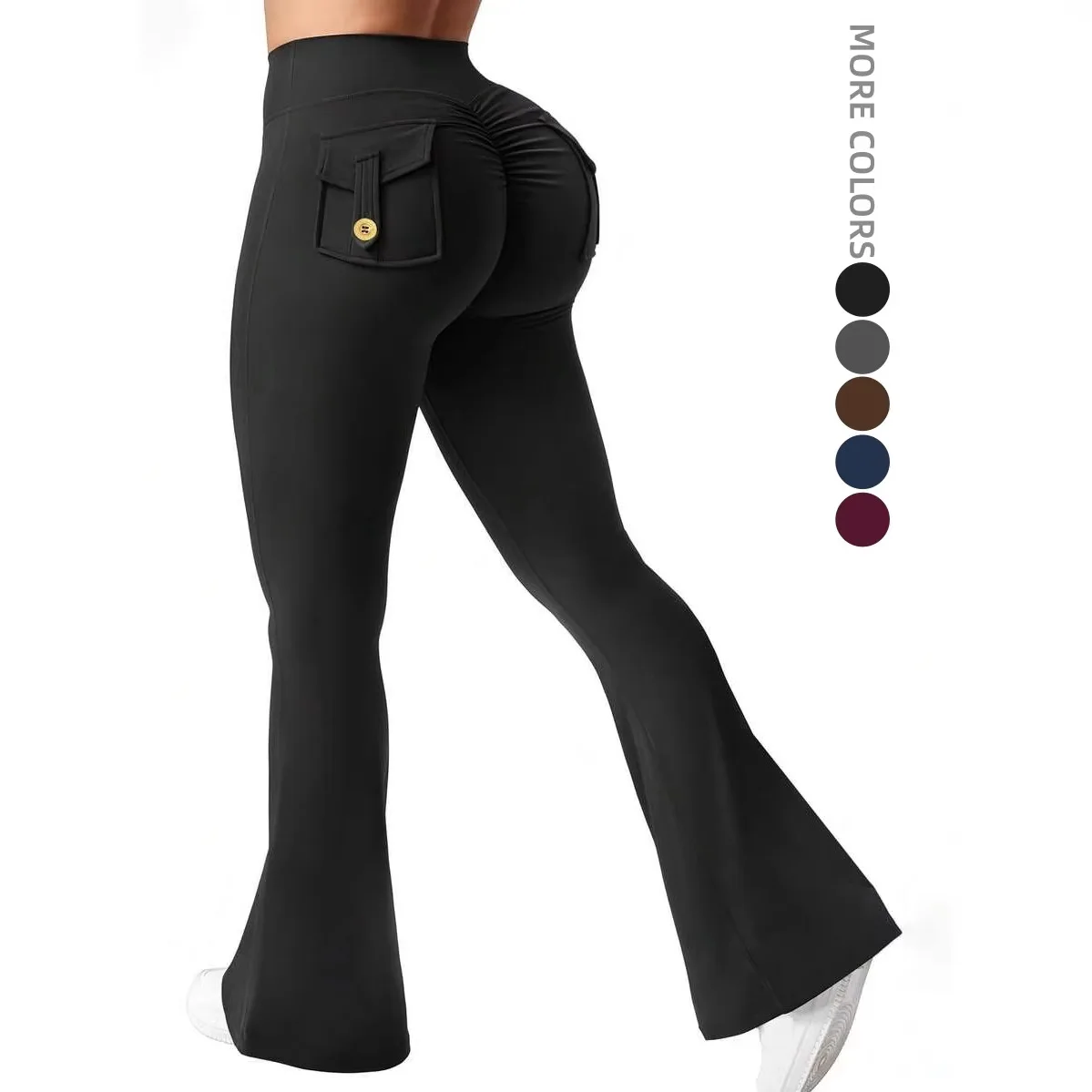 Super elastic imitation brocade nude sports fitness overalls women's micro-pull slim-fit trousers