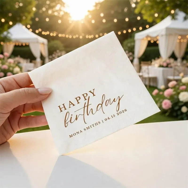 Servilletas Personalizadas de Feliz Cumpleaños con Nombre, Decoración para Mesa de Pastel de Fiesta