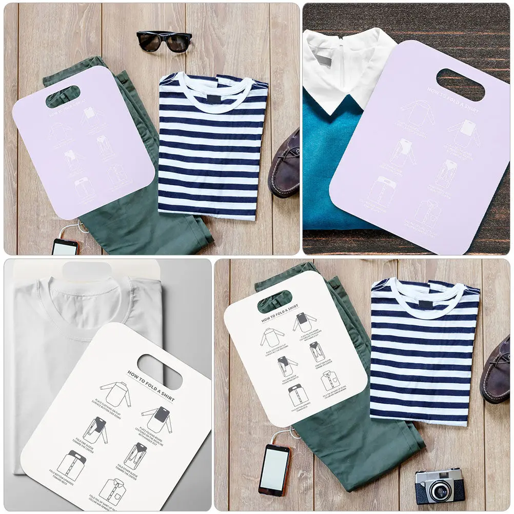 4Pcs Lightweight T-Shirt Folding Board PP Garment Folder Neat Clothing Organizer Easy Fast Fold Clothes Folding Gadgets Travel