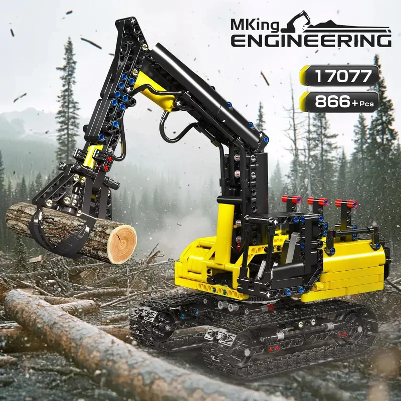مجموعة نماذج شاحنة محمل الخشب الهيدروليكي MK 17077، مجموعة بناء سجلات تعمل بالهواء مع رافعة، مشروع STEM للمراهقين والبالغين
