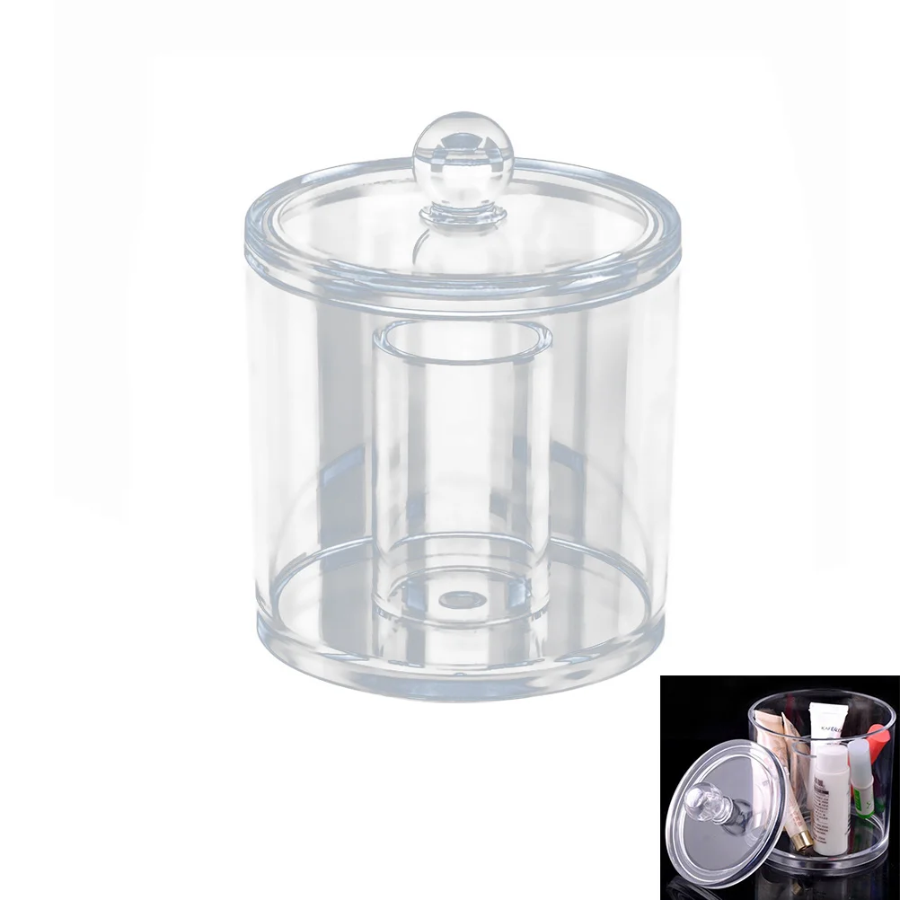 

Makeup Organizer Jar Transparent Acrylic Round Cotton Balls Holder Swab Dispenser For Cotton Pads Bathroom Vanity Storage