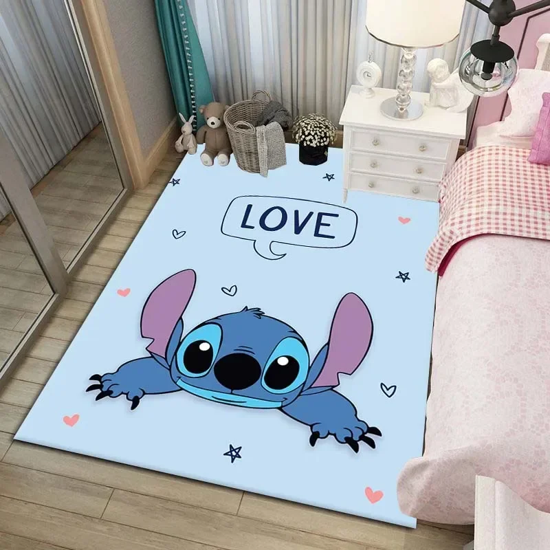 Kids Rugs for Playroom Disney Stitch Pattern Area Mat, Cute Cartoon carpet, Kids Gift for Livingroom Bedroom Home Decoration