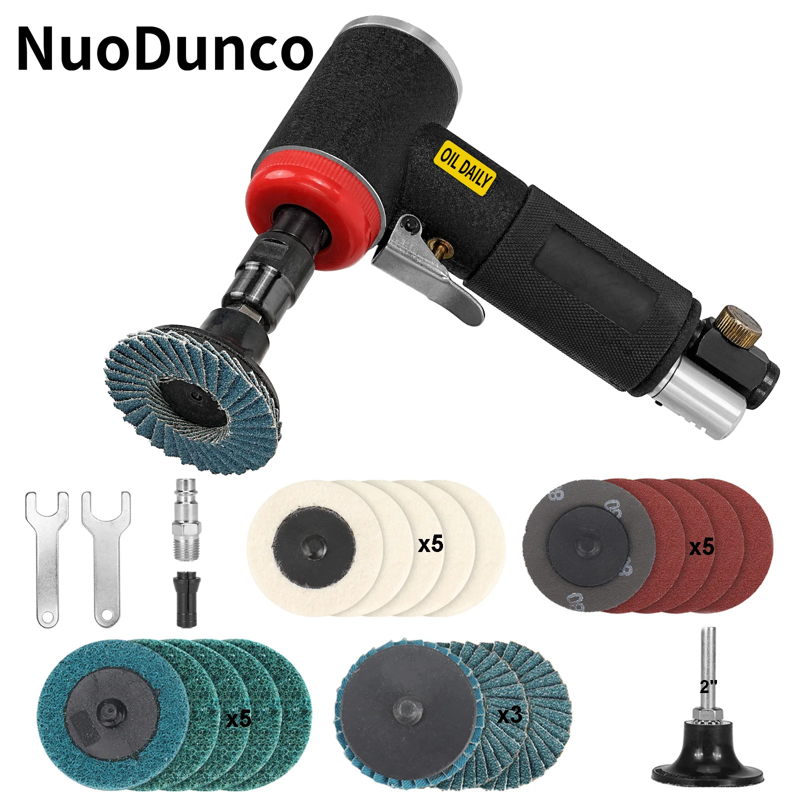 NuoDun Air Angle Die Grinder 90 Degree Mini Professional Engraving Machine Set 1/4 High Speed ​​Pneumatic Grinder Polishing Tool