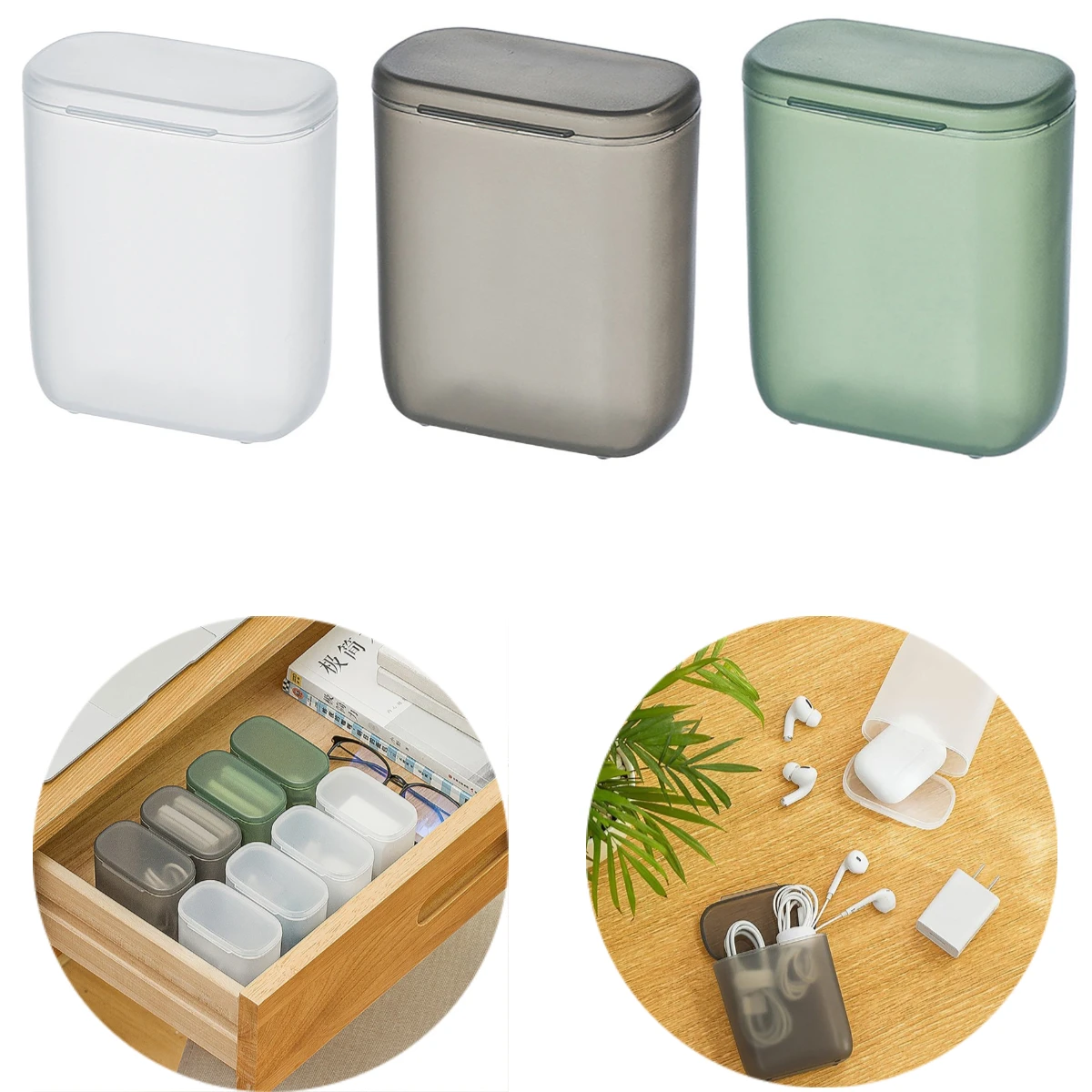 Clear Cables Wire Container Dustproof Data Cable Storage Box Portable Desktop Mobile Phone Charger Boxes Drawer Office Home