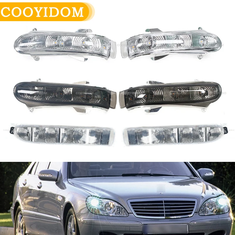 COOYIDOM Samochodowe lusterko boczne przednich drzwi Kierunkowskazy Światła Do Mercedes Benz W220 W215 CL S S300 1999-2003 7 LED szerokie światło