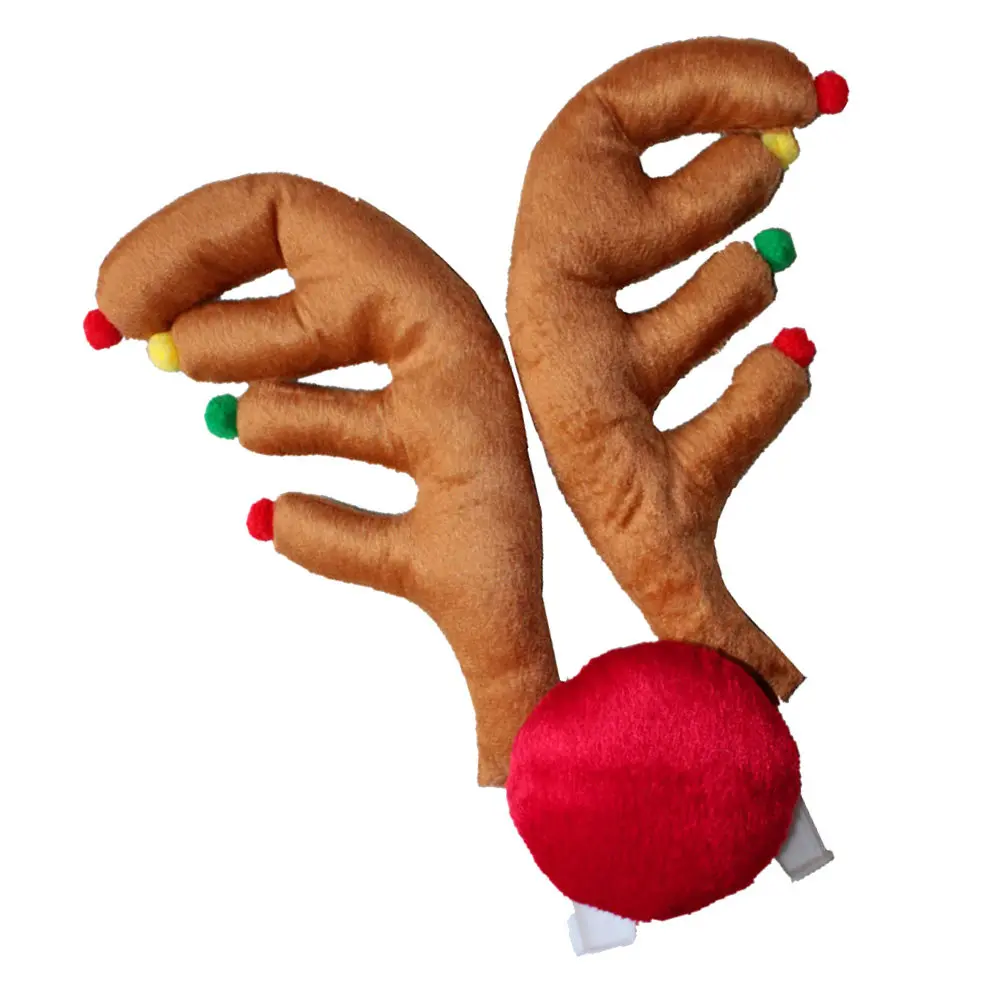 Funny Car Reindeer Antler Set 2 Window Antlers 1 Nose Christmas Vehicle Decorations Holiday Xmas Accessories Car Decorations