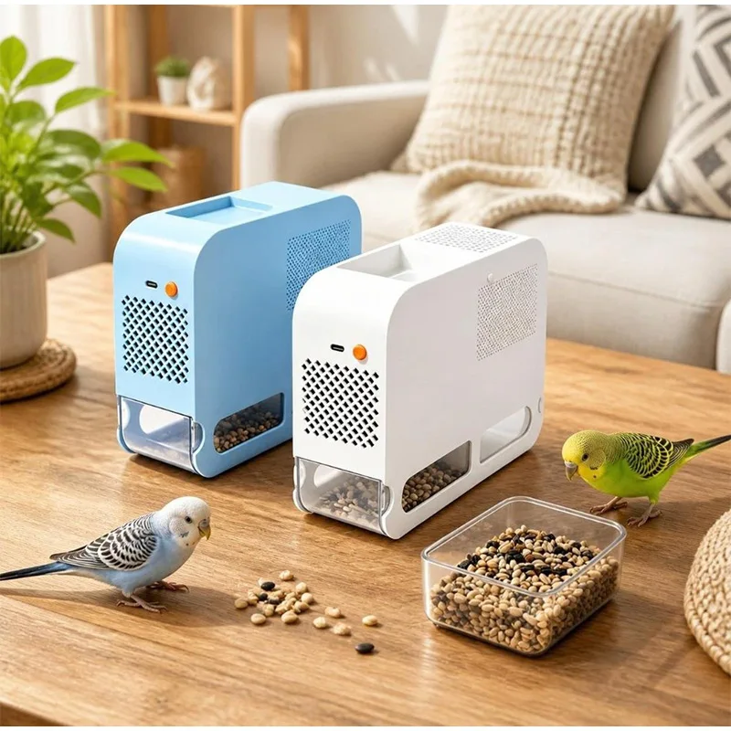 Bird Seed Huller Separator Electric Grain Dehuller & Husk Remover Portable Millet Cleaner with Adjustable Fan for Parrot Food