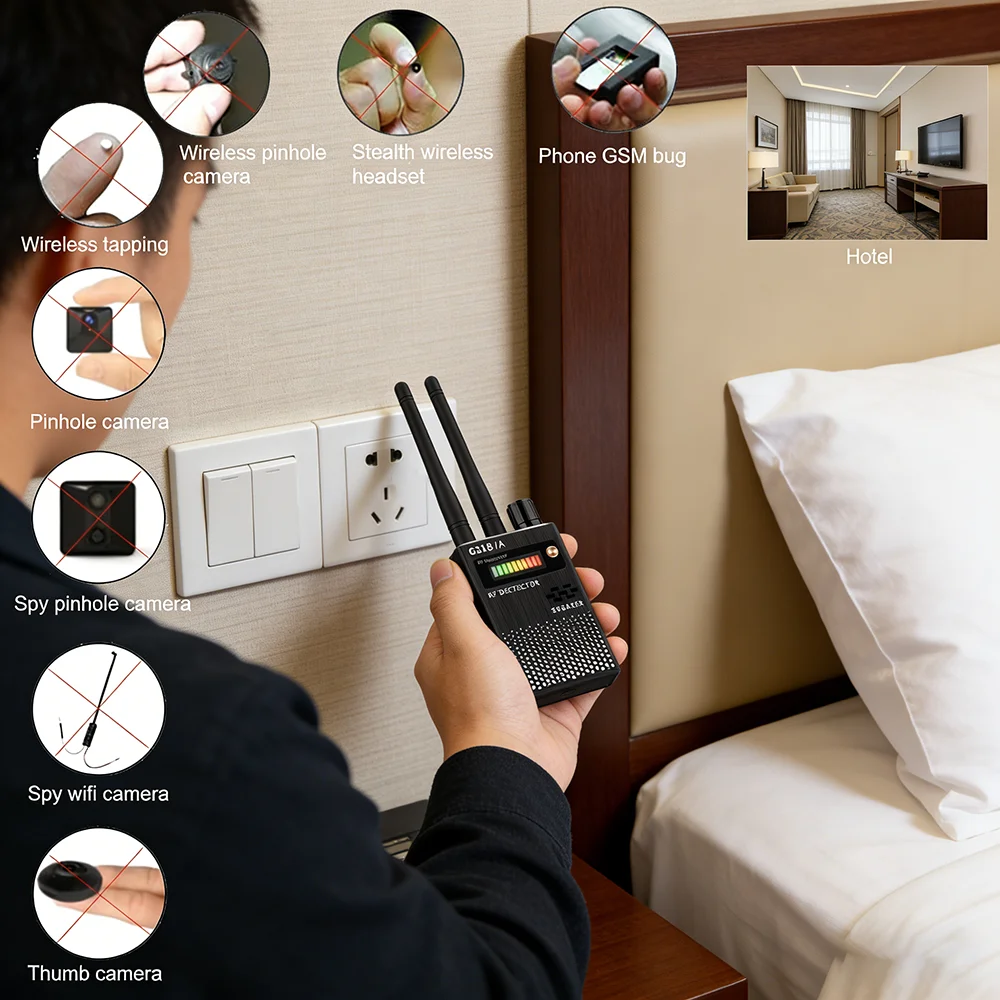 Professional RF Signal Detects Anti Spy Camera Detect Bug Eavesdropping Pinhole Audio GSM Device GPS Locator Finder Dual Antenna