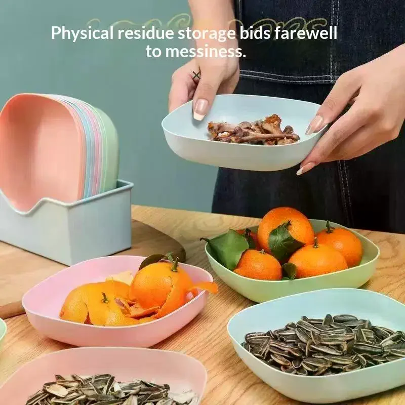 10pcs Set Reusable Fruit & Dessert Plates - Washable, Multifunctional Snack Dishes With Built-In Base For Bones & Candy