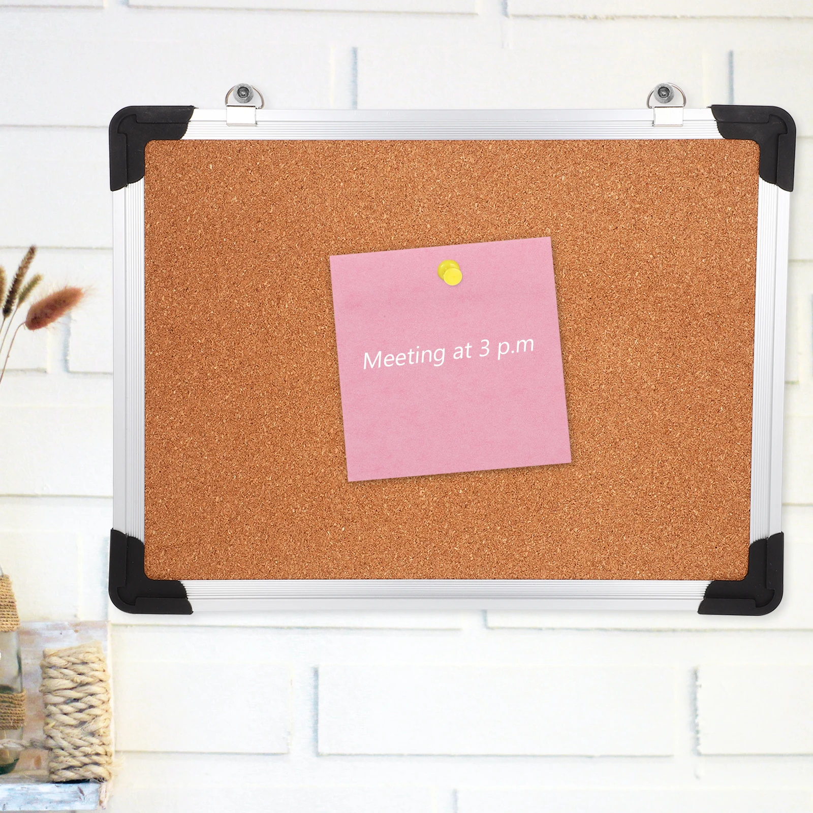 مجموعة واحدة من لوحة الفلين الصغيرة على الحائط لوحة رسائل إشعارات للمكتب والمنزل والمدرسة مع دبابيس ضغط مؤطرة عصرية #2