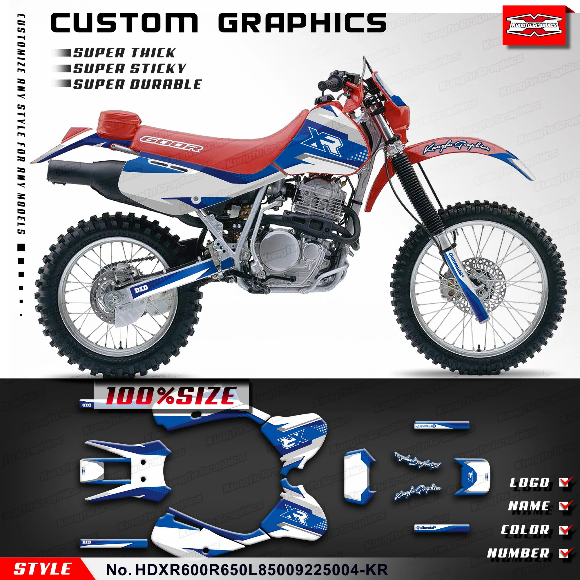 

KUNGFU GRAPHICS Sticker Kit for HONDA XR600R XR650L XR 600R 650L 1985-2025 Motorcycle Decals, HDXR600R650L85009225004-KR