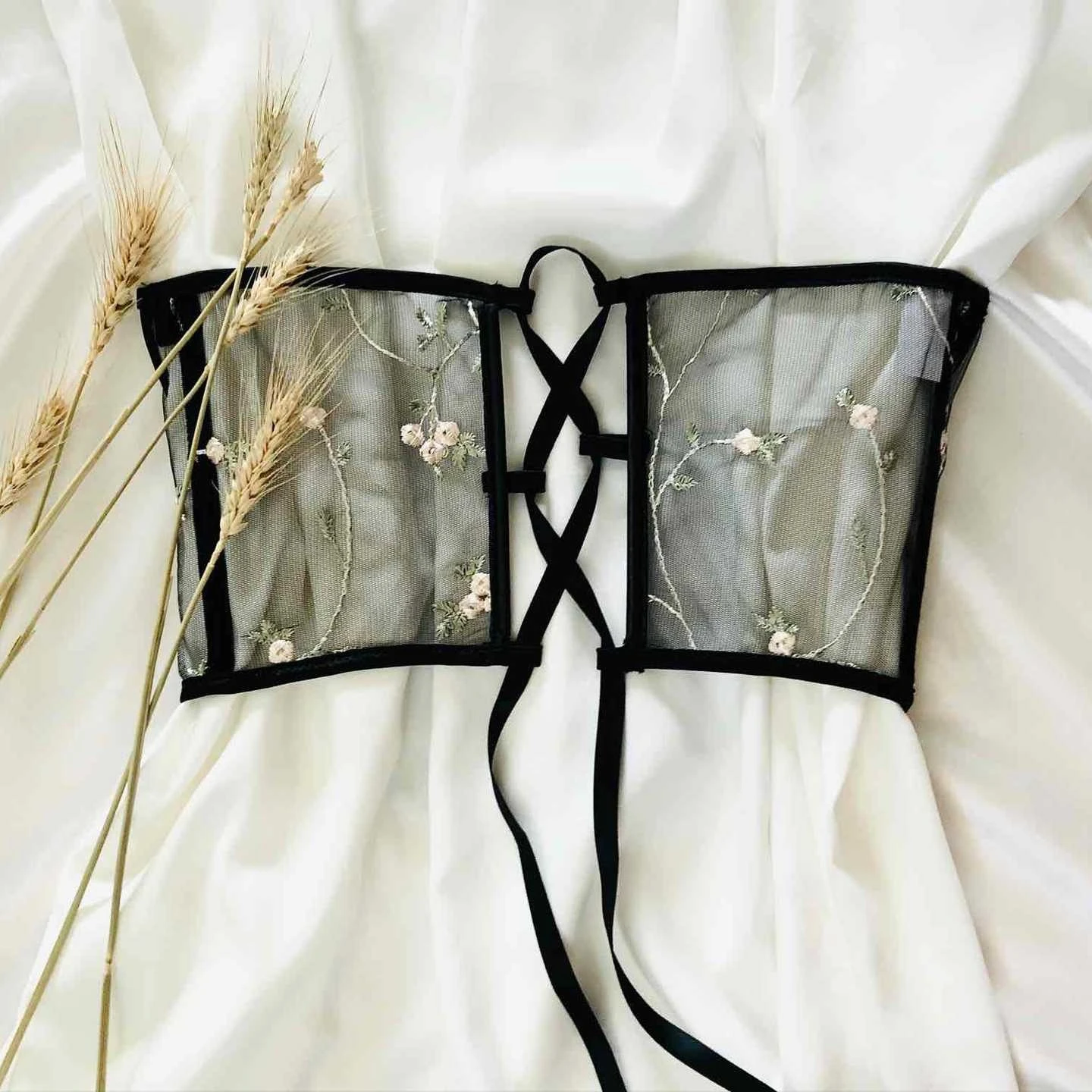 

Тренажер для талии, бюстье, пояс для похудения, женский сексуальный сетчатый цветок, формирователь тела, короткий торс под грудью, женский корсет