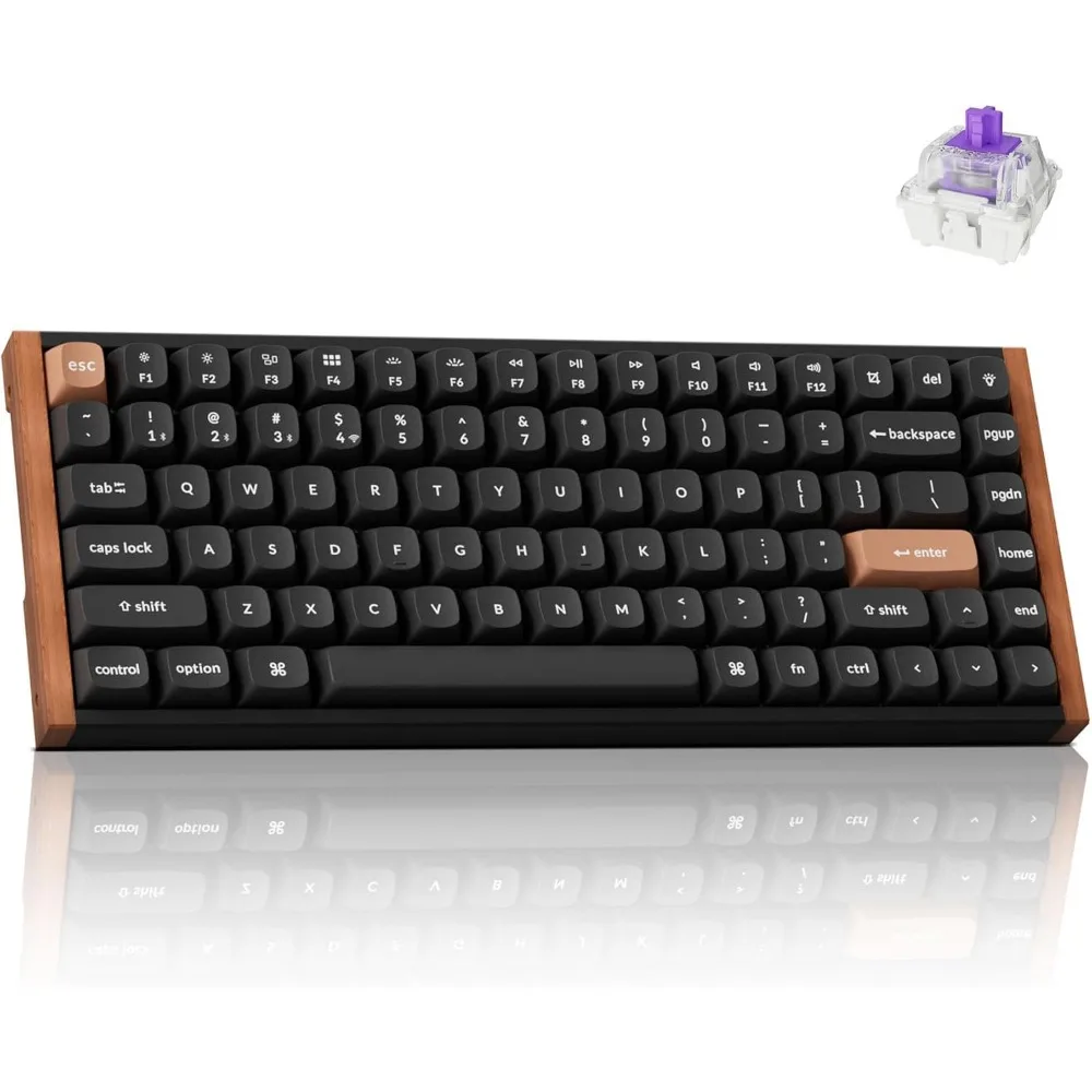 Wireless Custom Keyboard with Hall Effect Switch, QMK Bluetooth 5.2 RGB, Compatible for Mac/Windows/Linux (Aluminum + Wood)