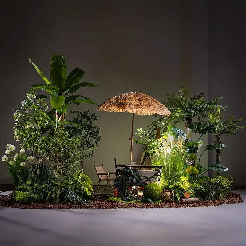Camping wind simulation green plant landscape combination plant indoor moss decorative ornament