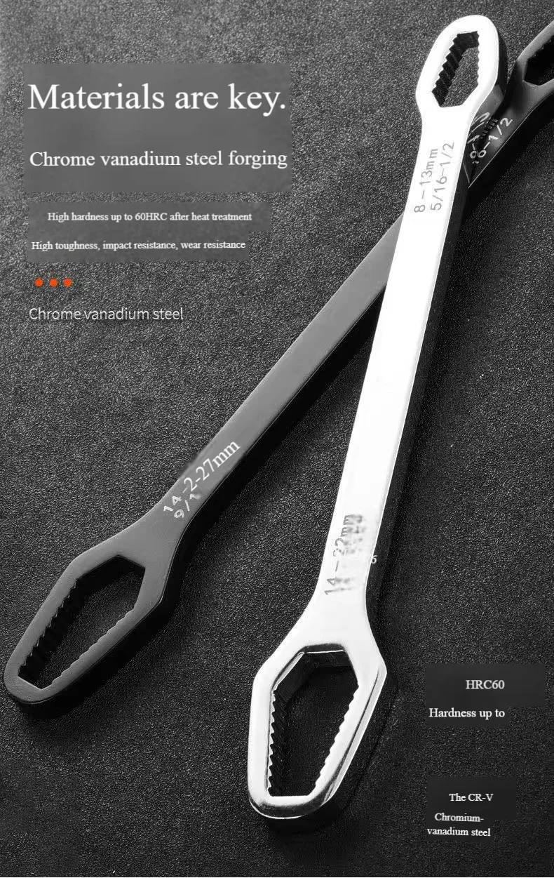 

3-17mm Universal Torx Wrench Self-tightening Adjustable Glasses Wrench Board Double-head Torx Spanner