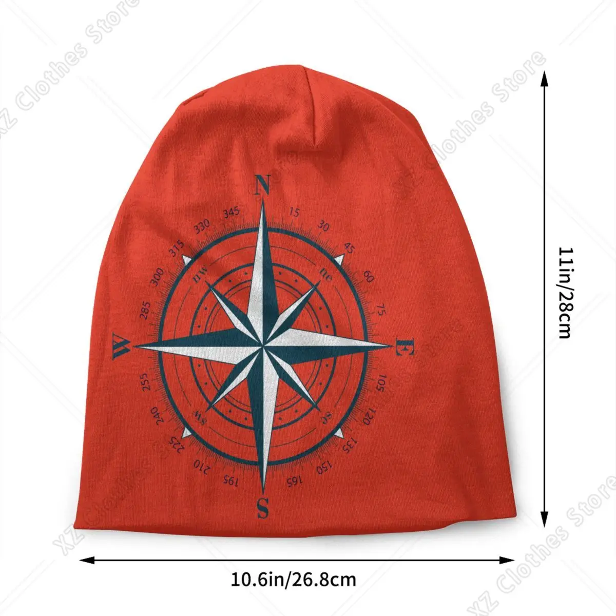 Custom Nautical Compass Skullies Beanies Caps For Men Women Unisex Cool Winter Warm Knitting Hat Adult Anchor Boat Bonnet Hats