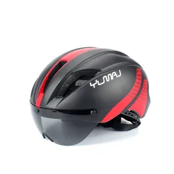 NEW YUMAJ Goggles Helmet with lens TT Aero Road Helmet for Men Racing Integrally-molded Helmet Casco Ciclismo YM-15