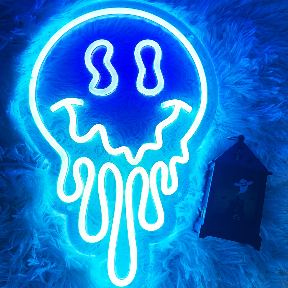 Smiling face shape neon lamp, applicable, bedroom room decoration, bar, birthday party, create atmosphere Neon