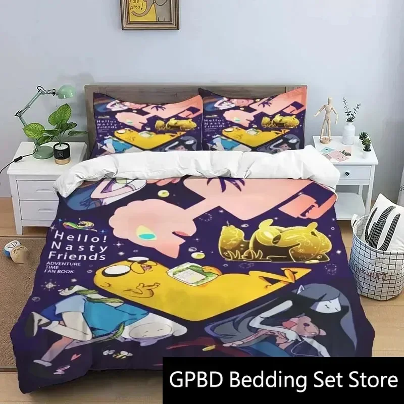 

3D Print Cartoon Adventure Time Bedding Set Double Twin King Duvet Cover Comforter Pillowcase Boys Girls Adults Bedroom