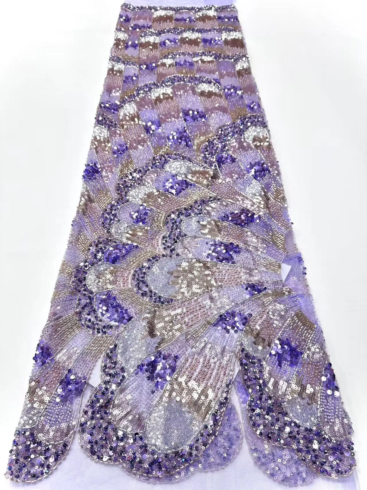 African French Mesh Beaded Lace Fabric 2025 Luxury Nigerian 3D Sequin Lace Fabric for Women's Evening and Party Dresses CC1421