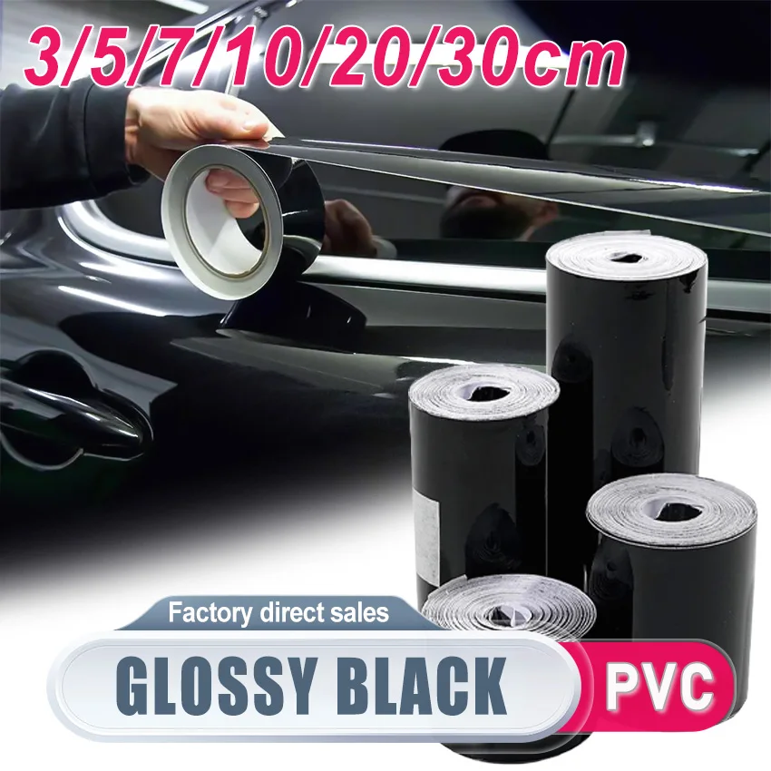20x150cm Glossy Black Vinyl Stripe Adhesive Film Car Stickers For Car Interior Door Pillar Hood Roof