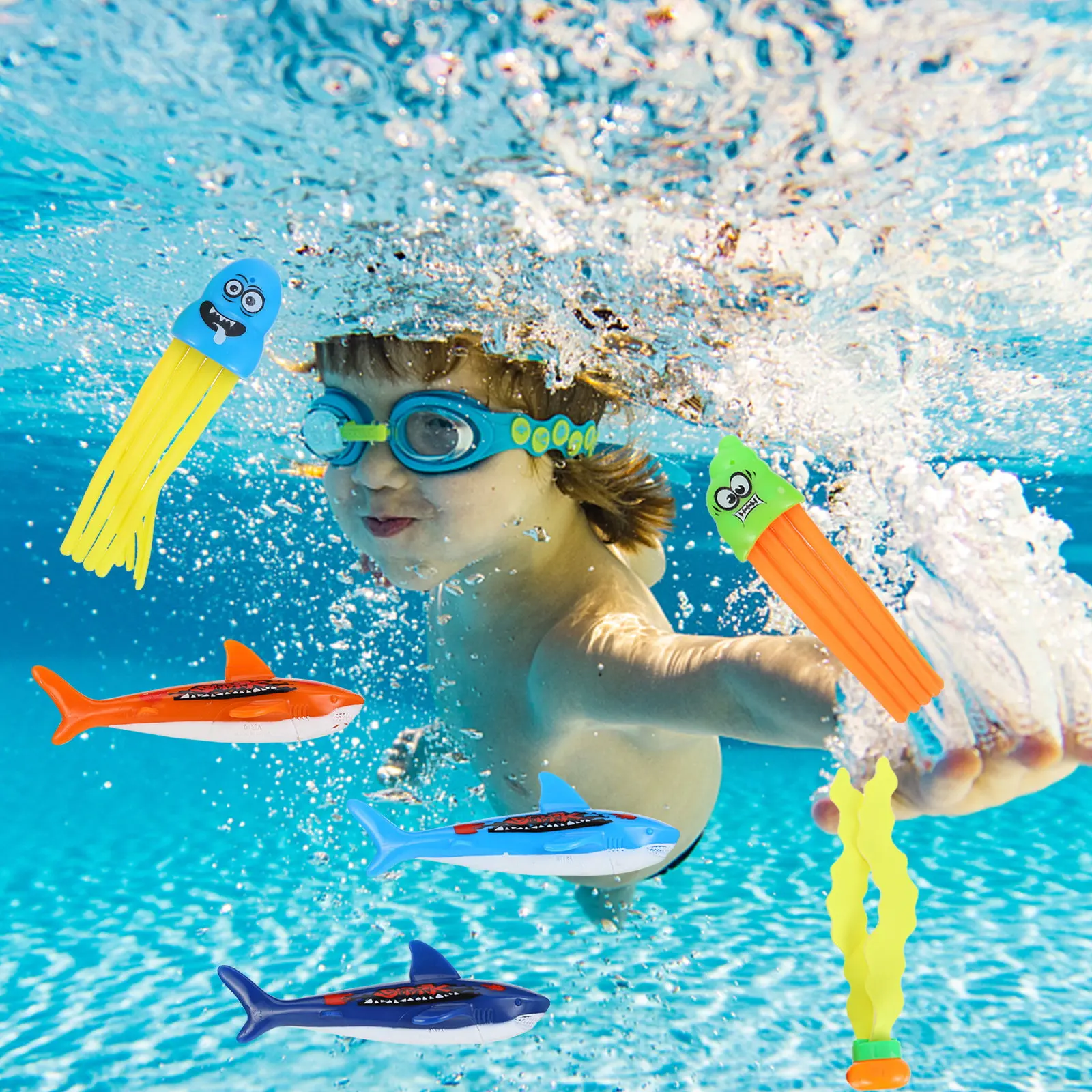

1Set Colorful Sinking Underwater Swimming Diving Pool Play Set for Kids Outdoor Summer Learning Swimming Diving