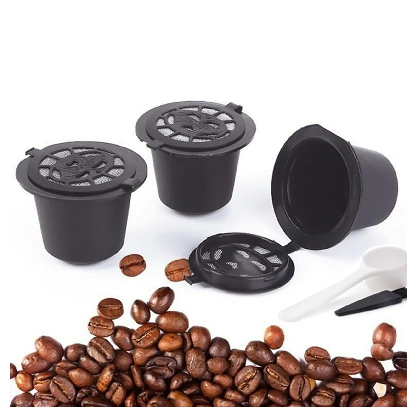

Многоразовые капсулы Nespresso A38T-20, перезаполняемые кофейные капсулы-фильтры для кофемашин Nespresso с ложкой и щеткой для кофе