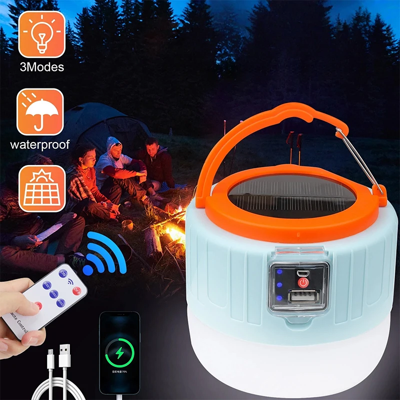 

Solar LED Camping Light Waterproof Rechargeable Tent Lamp Portable Lanterns Emergency Lights Market Lamp Energy Saving Bulb