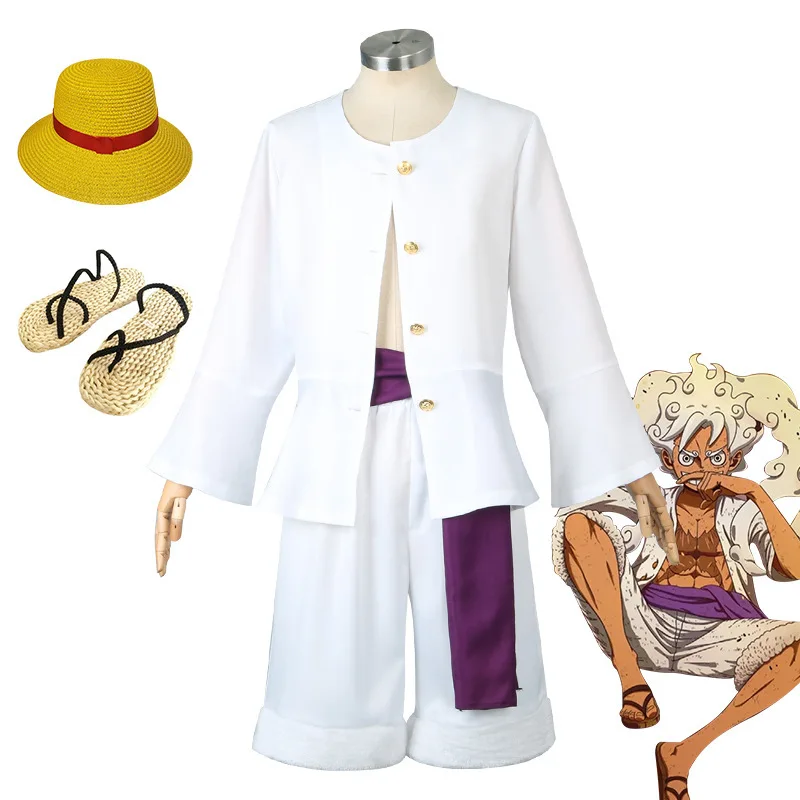 Disfraz de Cosplay de Anime Monkey D. Luffy, Disfraz de Nika Luffy, Quinta Marcha Helios, Uniforme del País de Wano, Sombrero para Fiesta de Halloween