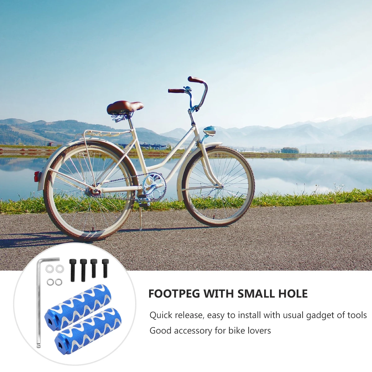 

1 Pair Aluminum Alloy Bicycle Pedal Sturdy Cylinder Footpeg Rainproof For Mountain Repair Small Hole 6Mm Screws Blue Color