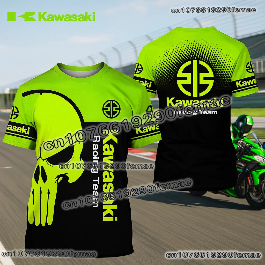 

Kawasaki Motorcycle Racing T-shirt for Men Short Sleeve Quick Dry Sportswear Breathable for Cycling and Outdoor Use