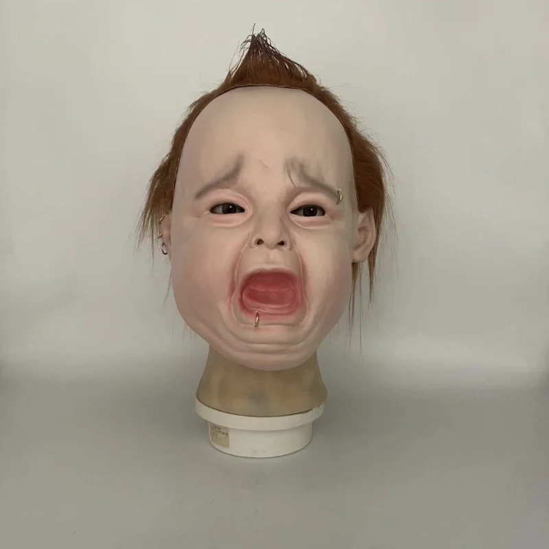 

Crying Punk Baby Masque Creepy And Hilarious Latex Head Masque, Latex Head Cover For Halloween Cosplay Costume Dropshipping