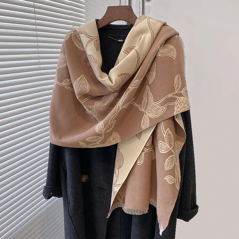 Winter Warm Cashmere Scarf for Women Luxury Pashmina Blanket Thick Shawl Wrap Neckerchief Fashion Bufanda Echarpe Poncho 2024