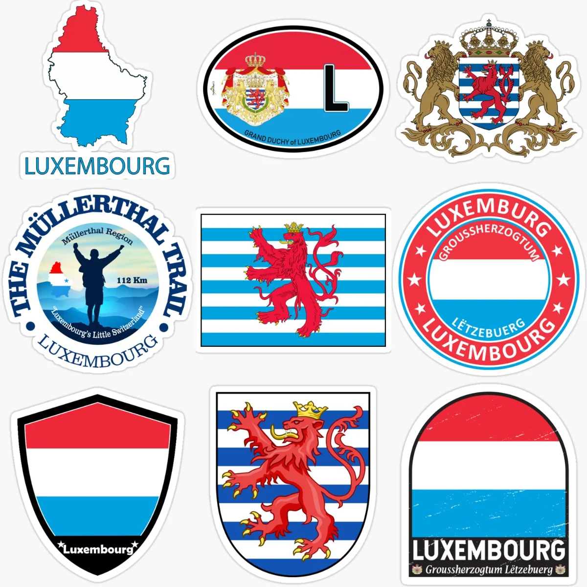 AliExpress L Luxembourg Flag Map National Emblem Creative PVC Car Sticker for Decorate Car Bicycle Fridge Helmet Wall Decal Accessories