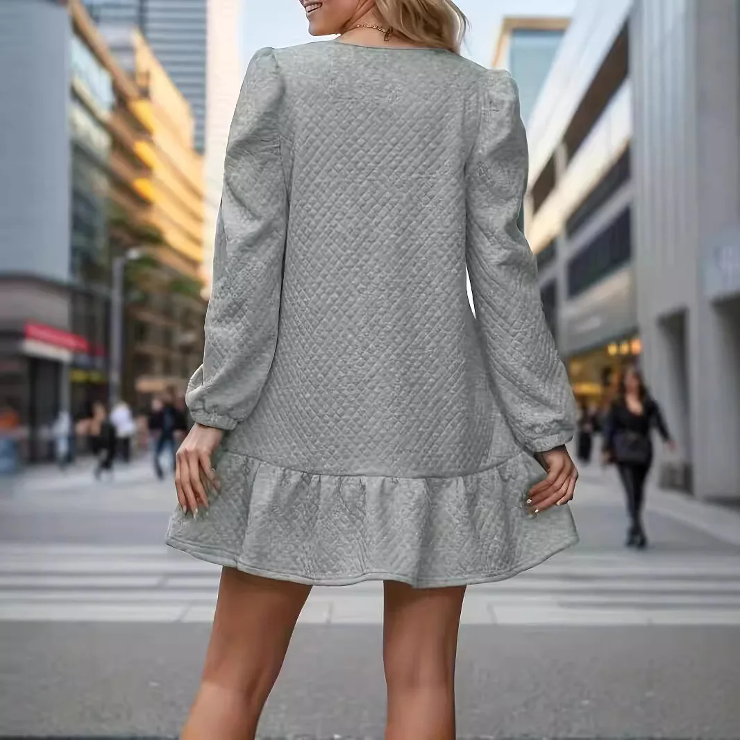 New Women's Long Sleeved Jacquard Fashionable Hoodie Dress