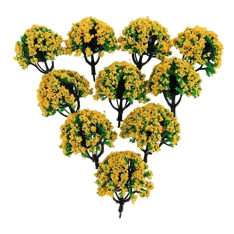 10Pcs 6CM Model Trees Architecture Train Railway Wargame Diorama Scenery Railroad Decoration Building Landscape Accessories Toy