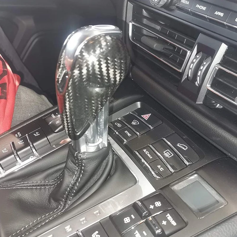 カーボンファイバーギアシフトノブヘッドカバー,マカン2014-2020 s gtsパナメーラ2014-2016 718 2016-2019に適したトリム
