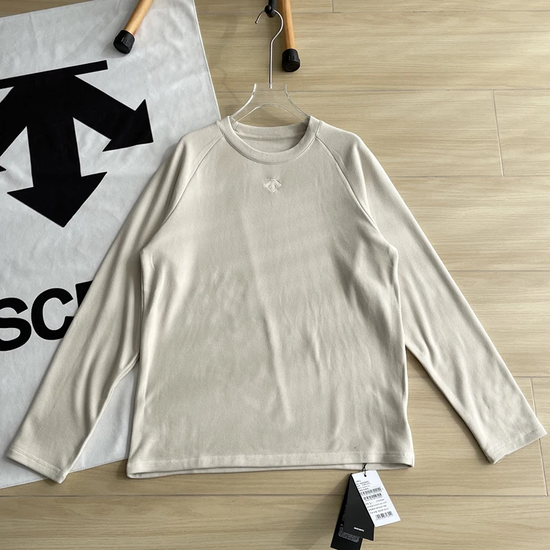Men and women same style Casual solid color quick-drying sports velvet tops 2026 autumn fashion new style DESCENTE
