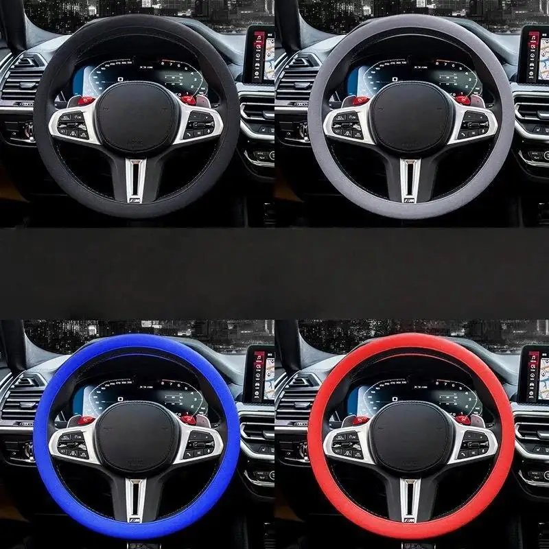 Silicone Steering Wheel Cover Eco-Friendly Non-Toxic 38cm Universal Car Wheel Protector for All Weather Car Driving Accessory