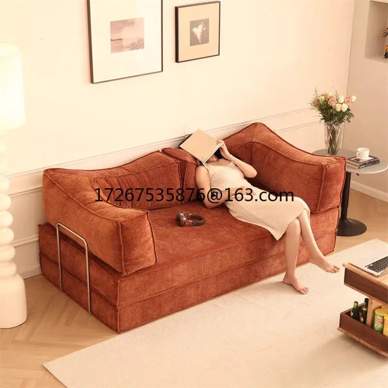 

Apartment Sofa Bed Small Unit Cream Wind Sofa Bedroom Foldable Rental Living Room Fabric Small Sofa