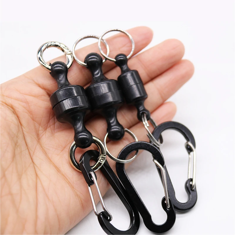 New Carp Fishing Magnetic Tool Release Holder Fly Fishing Retractor Net Release Clip with Keychain Carabiner Fishing Clip Tools