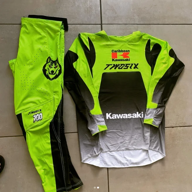 

Kawasaki 2025 Classic Motorcycle Mountain Bike Jersey Racing Sports Breathable Sweat Wicking Quick Long Sleeve and Pant Set