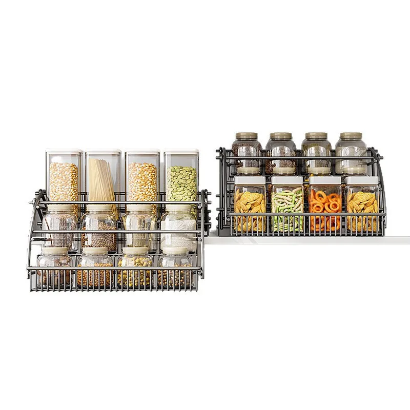 

Kitchen cabinets Telescopic top cabinets Seasoning basket hanging cabinets Lifting basket rack storage Pull-up and drop-down