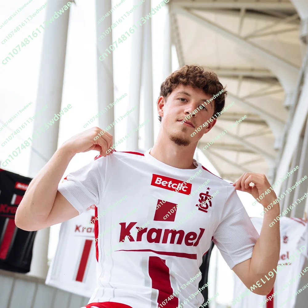 27/26 New ŁKS Łódź Poland Football Jersey Breathable Polish Mens T-Shirt Polish 3D KID Sports Quick-dry Family Fans Footy Jersey
