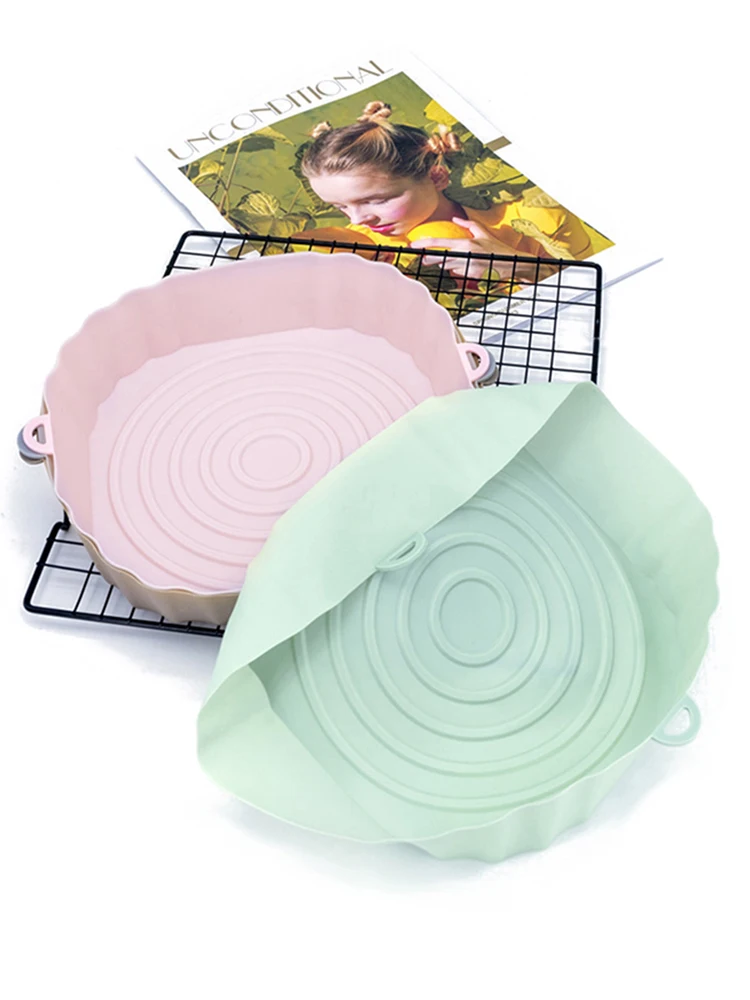 1PC Silicone AirFryer Pot Air Fryers Oven Baking Tray Fried Pizza Chicken Basket Mat Square Round Grill Pan Accessories