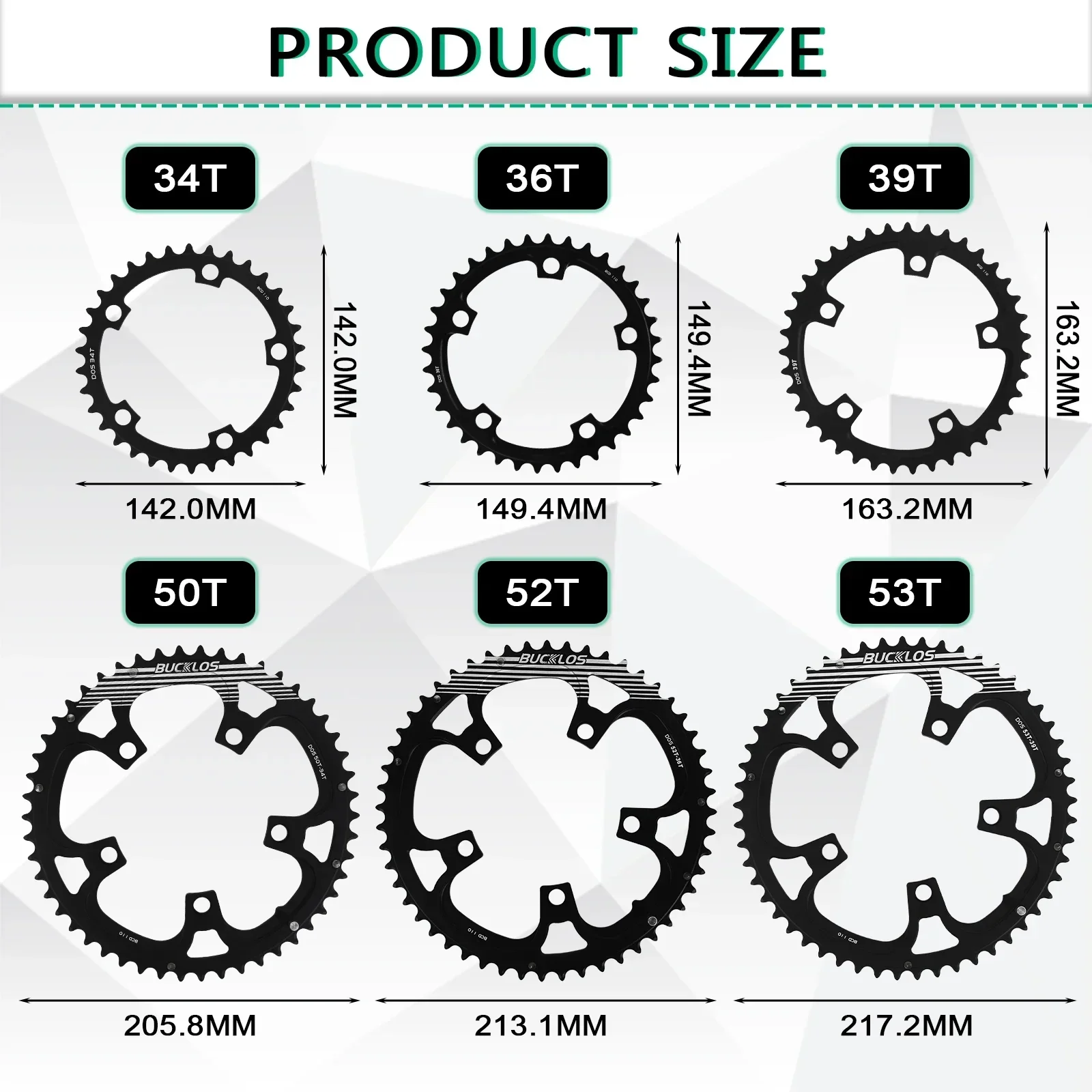 BUCKLOS Bike Chainring 110bcd Double Ring 5 Holes Chainring 53-39T 52-36T 50-34T Road Bicycle Chainwheel for SHIMANO Bike Part