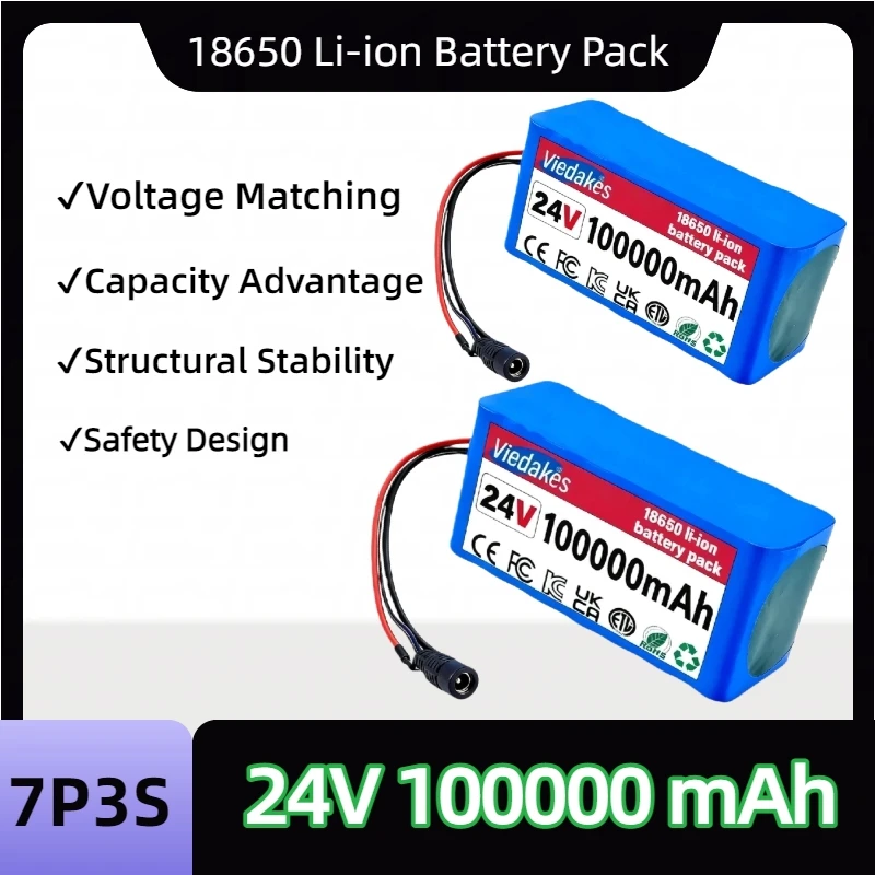 

29.4V 100Ah 7S3P Rechargeable Battery 18650 +Charger for Electric Toy Car Scooter Moped