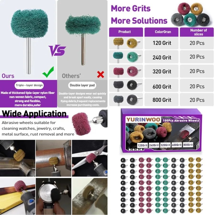 100 Pcs Abrasive Bu…