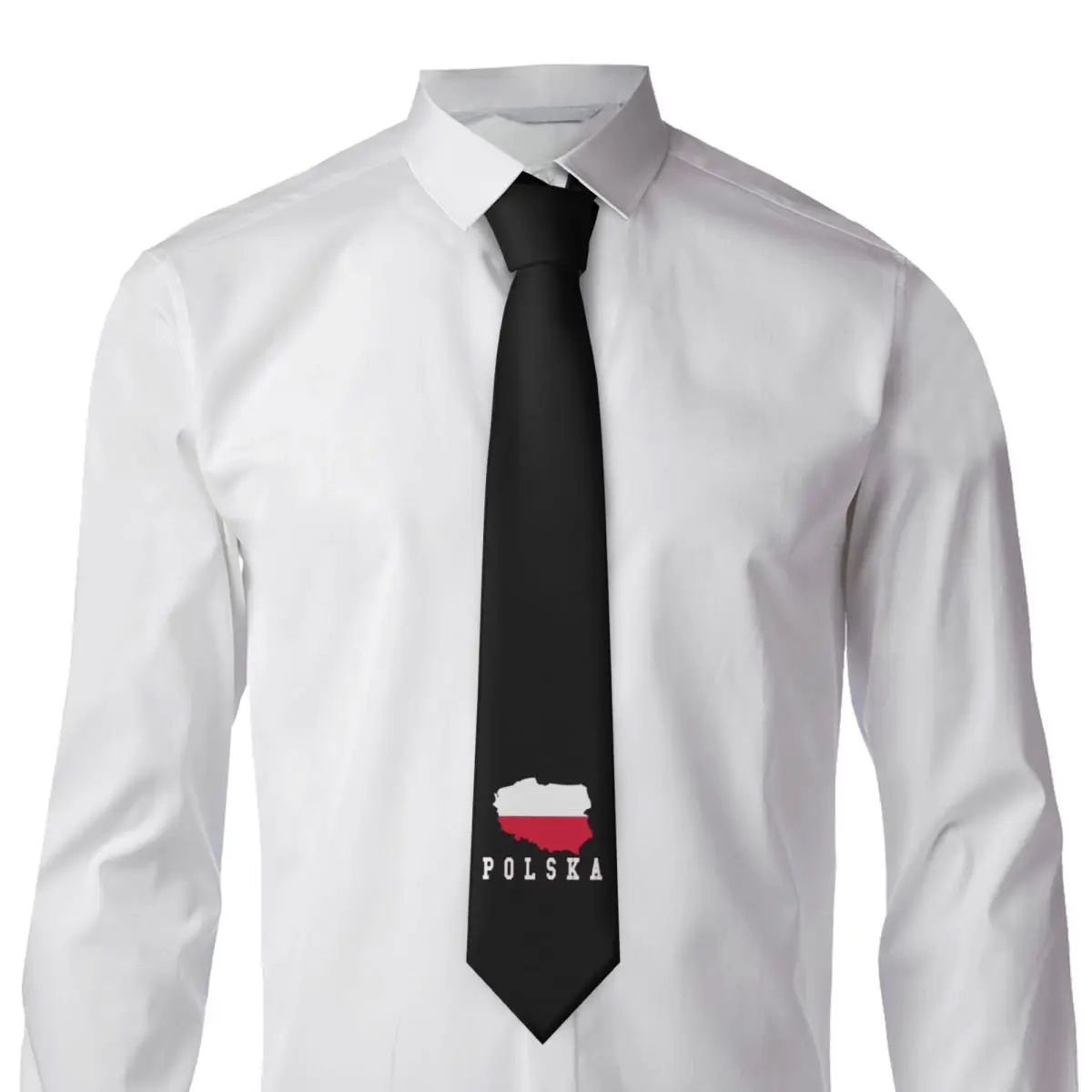 Polska Flag Of Poland Country Outline Necktie for Men Silk Polyester Slim Neck Ties Wedding Business Tie Casual Gravatas