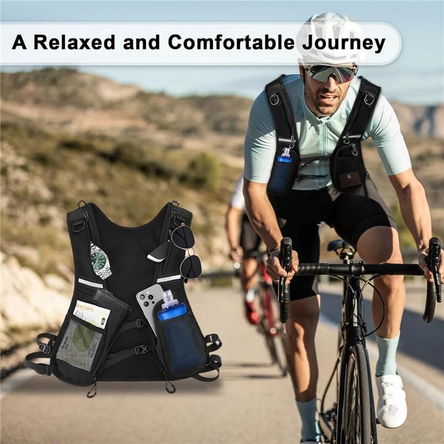 Running Vest Safe Reflective Hydration backpack Lightweight Adjustable Strap for Hiking Camping Marathon Cycling Race Backpack